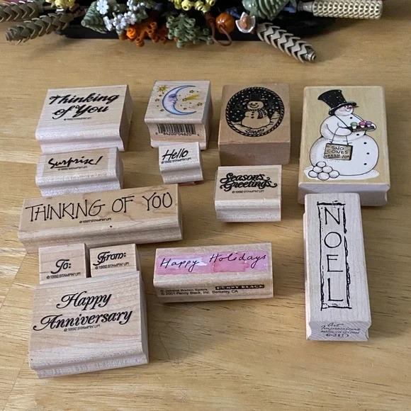 Assorted Wooden Stamps Set - Natural and Black - Picture 1 of 1